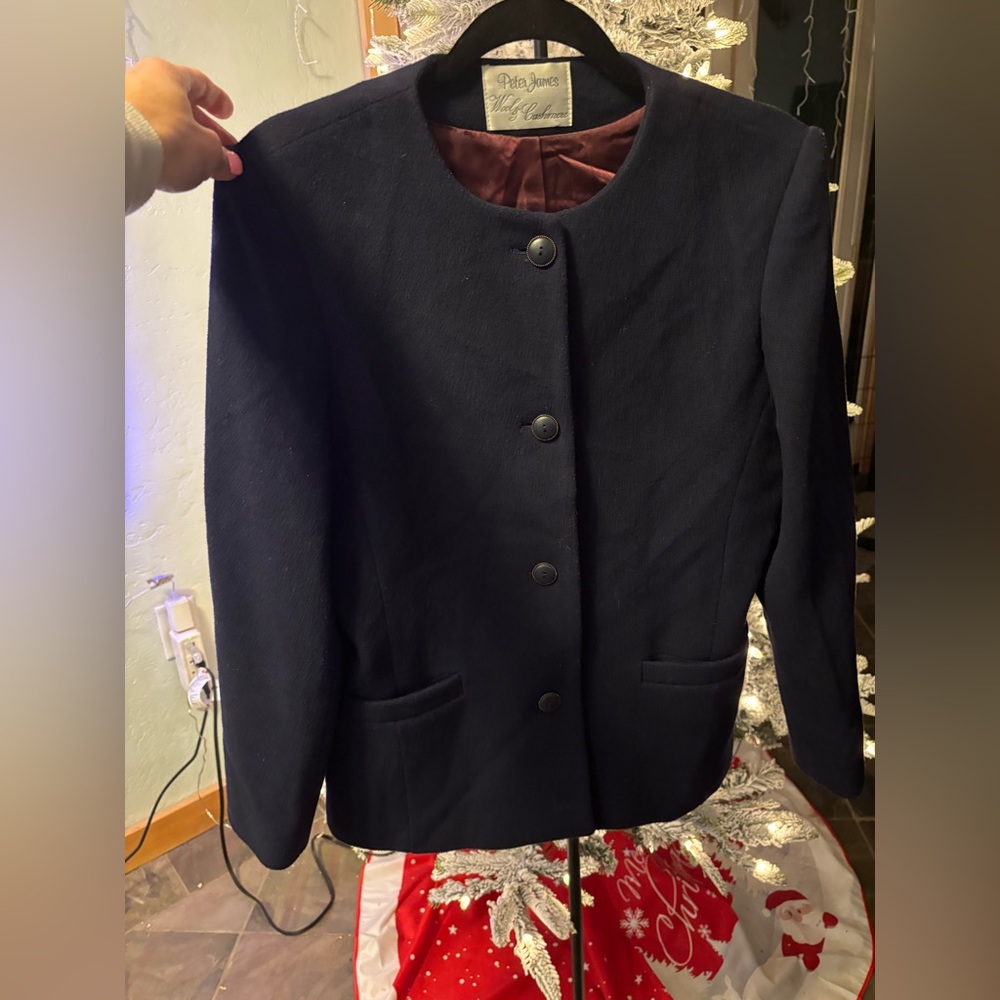Peter James Wool & Cashmere Classic Navy Blazer Sz 12 excellent condition